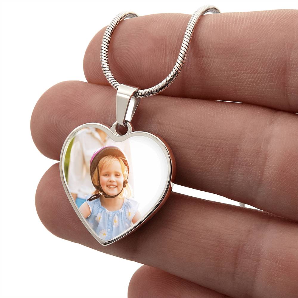 Personalized Heart Necklace with Engraving made of high quality surgical steel with an 18k gold finish option