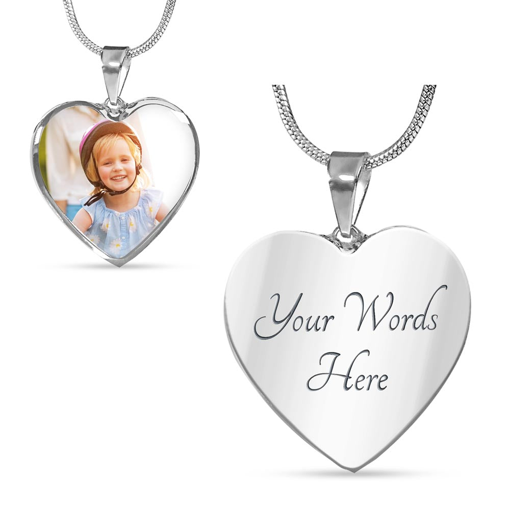 Personalized Heart Necklace with Engraving made of high quality surgical steel with an 18k gold finish option