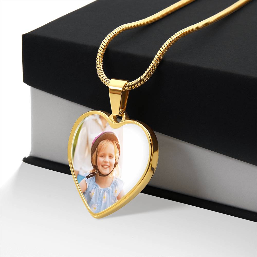 Personalized Heart Necklace with Engraving made of high quality surgical steel with an 18k gold finish option