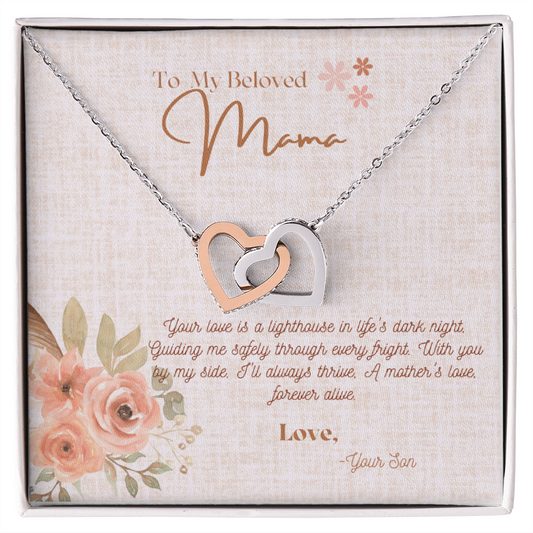 Necklaces, heart necklace, gift for mom, mom jewelry, 2 interlocking hearts, 14K White Gold 18K Yellow Gold, two lovely hearts embellished with cubic zirconia crystals, Adjustable length
