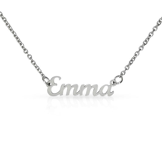 Personalized Name Necklace 16”-18” adjustable cable chain custom made name or word of your choice, with up to 11 characters Polished stainless steel or 18K yellow gold finish