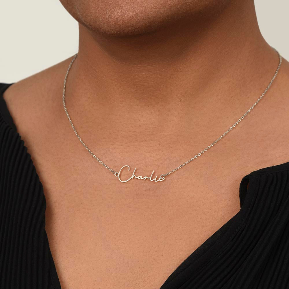Signature Style Custom Name Necklace with Polished stainless steel or 18K yellow gold finish