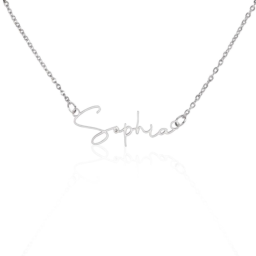 Signature Style Custom Name Necklace with Polished stainless steel or 18K yellow gold finish