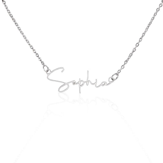 Trendy Touch Signature Style Personalized Name Necklace adjustable 16”-18” cable chain - Customized with up to 11 characters Polished stainless steel or 18K yellow gold finish