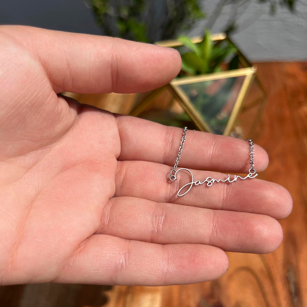 Signature Style Custom Name Necklace with Polished stainless steel or 18K yellow gold finish