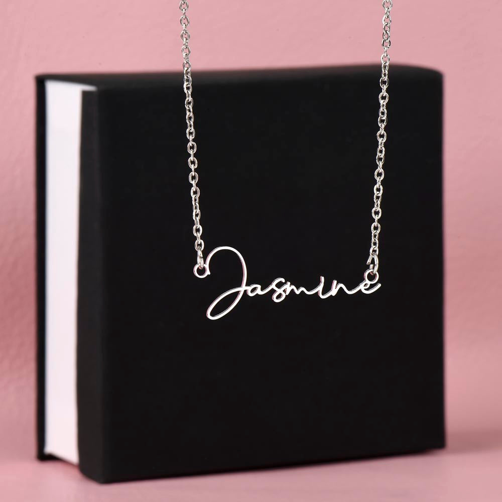Signature Style Custom Name Necklace with Polished stainless steel or 18K yellow gold finish