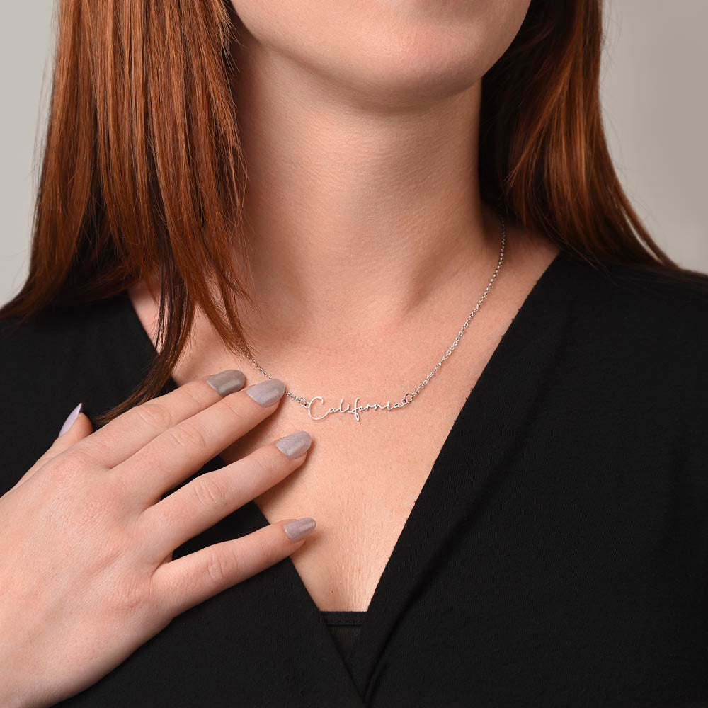 Signature Style Custom Name Necklace with Polished stainless steel or 18K yellow gold finish