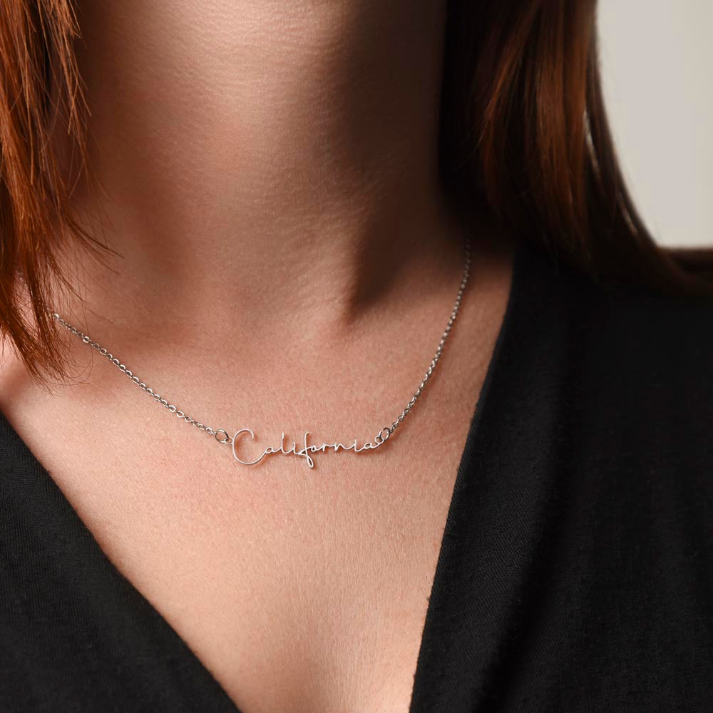Signature Style Custom Name Necklace with Polished stainless steel or 18K yellow gold finish