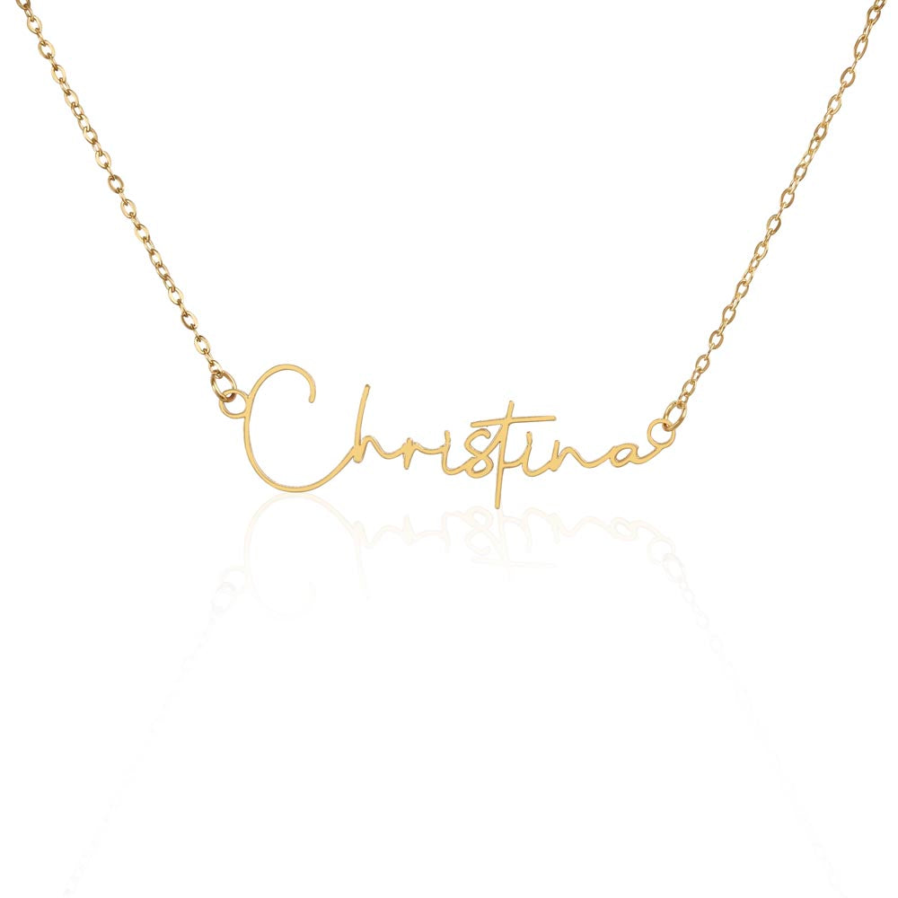Signature Style Custom Name Necklace with Polished stainless steel or 18K yellow gold finish
