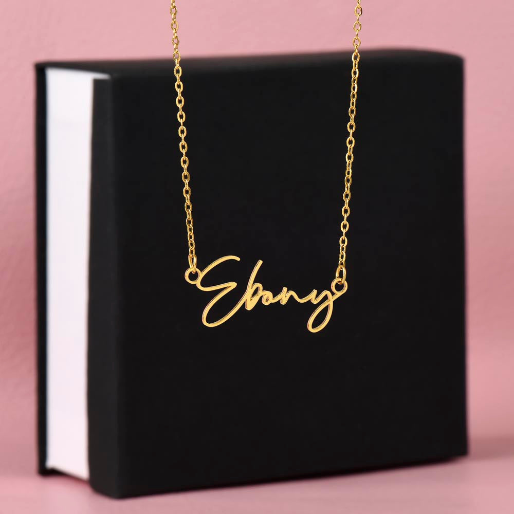 Signature Style Custom Name Necklace with Polished stainless steel or 18K yellow gold finish