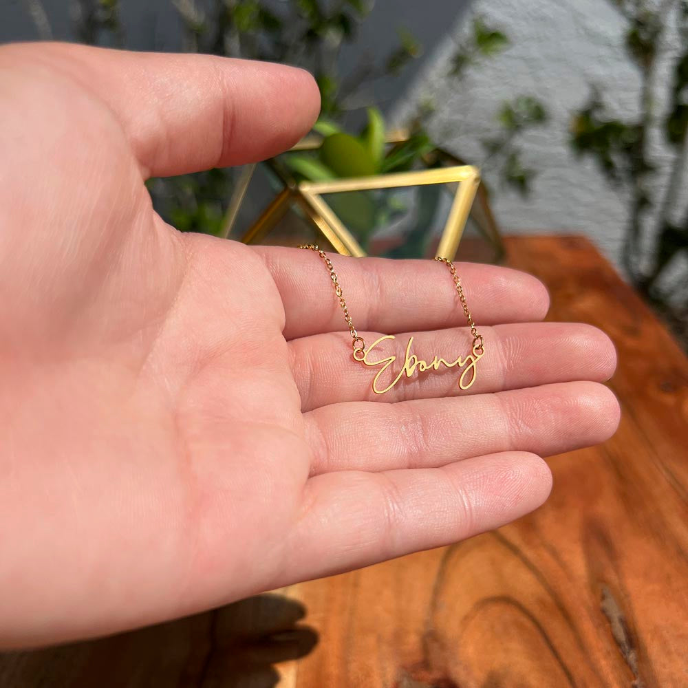 Signature Style Custom Name Necklace with Polished stainless steel or 18K yellow gold finish