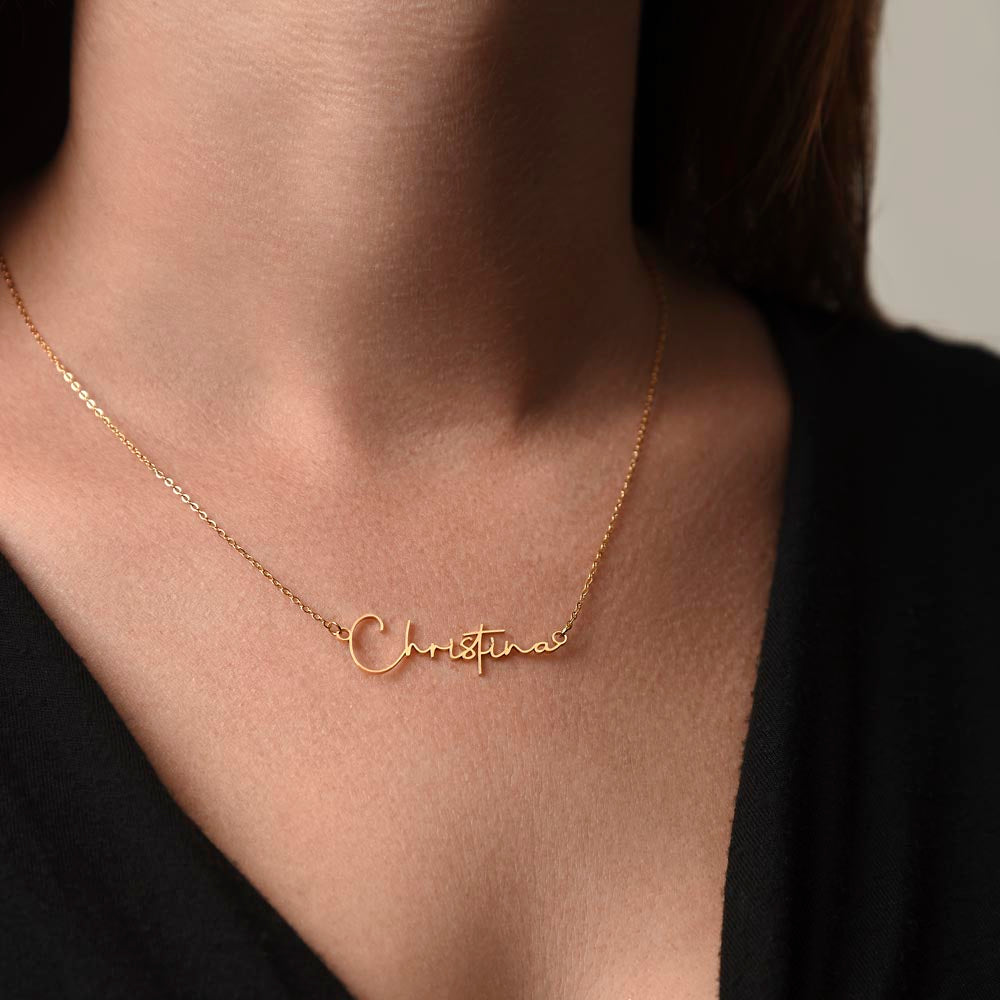 Signature Style Custom Name Necklace with Polished stainless steel or 18K yellow gold finish