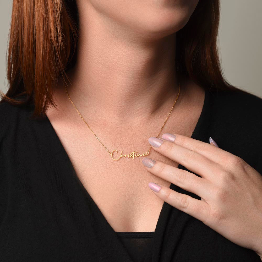 Signature Style Custom Name Necklace with Polished stainless steel or 18K yellow gold finish