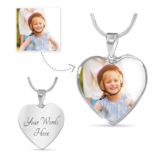 Personalized Heart Necklace with Engraving made of high quality surgical steel with an 18k gold finish option