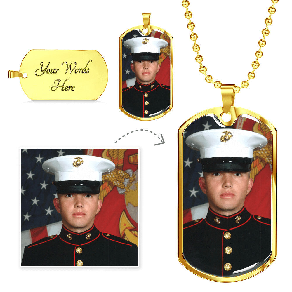 Custom Engraving Luxury Necklace: 24" (61cm) Perfect for Keepsake high quality surgical steel with an 18k gold finish option. Engrave onto the back of the pendant your loved one's name, your wedding date, an anniversary, or anything else you want